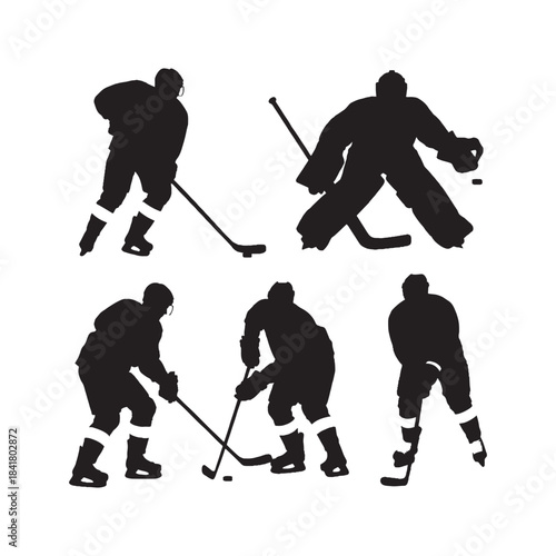 Ice Hockey Silhouettes Collection,Ice Hockey Silhouettes,Vector Ice Hockey Silhouettes,Hockey Player Silhouettes,ice hockey vector