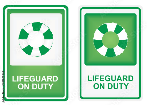 Lifeguard on duty sign. vector