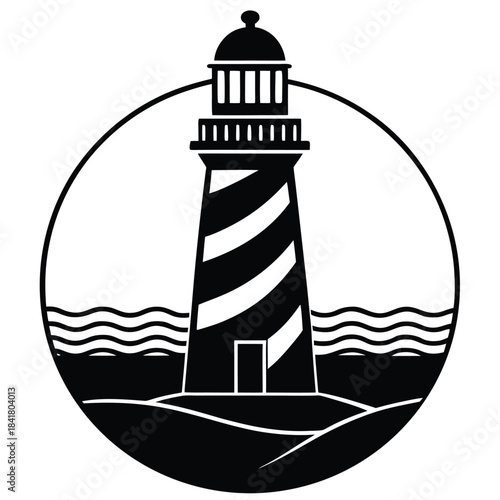 lighthouse outline vector icon on white background