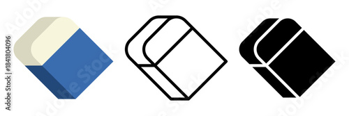 3種類の消しゴムアイコンセット /Eraser Icon Set in Three Styles