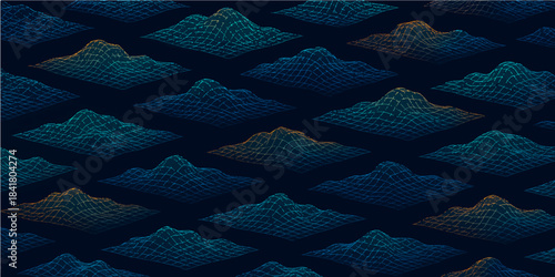 Abstract blue background with a pattern of dots depicting a deep tropical ocean where a school of fish swims near a marine coral reef for diving travel in the Red Sea