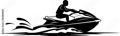 Jet Ski | Minimalist and Simple Silhouette - Vector illustration