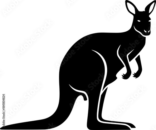 Kangaroo - Black and White Isolated Icon - Vector illustration