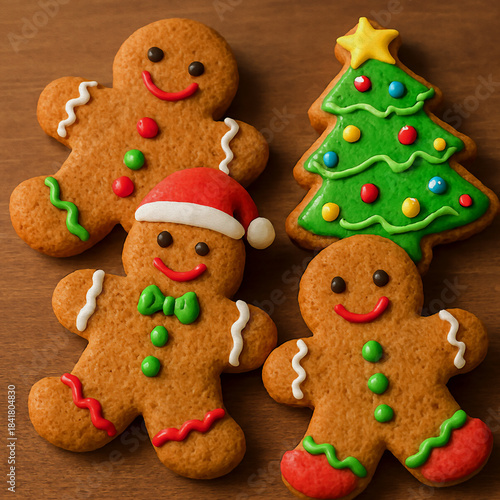 christmas gingerbread cookies oil painting style illustration 