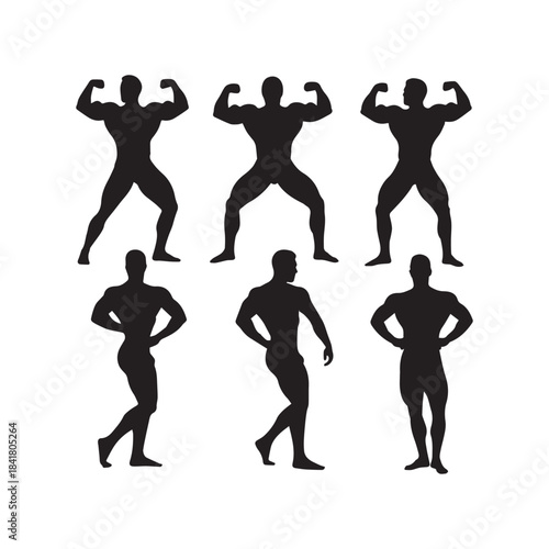 Male Bodybuilder Silhouettes Collection,Male Bodybuilders Silhouettes,Vector Bodybuilder Silhouettes,Muscular Man Silhouettes,male bodybuilder vector