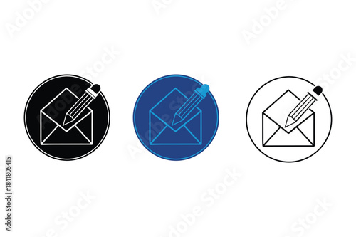 A collection of three different styles for the compose email or edit message icon Vector