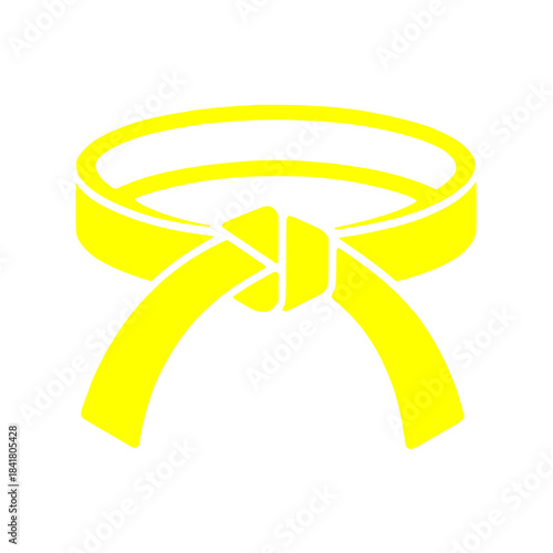 Yellow martial arts belt tied in a knot, symbol of rank and achievement in karate or judo