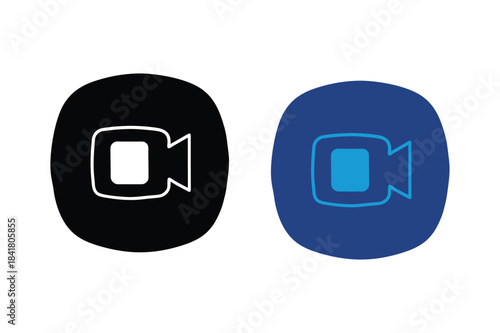 Video camera icon representing recording and media functionality in two different color themes Vector