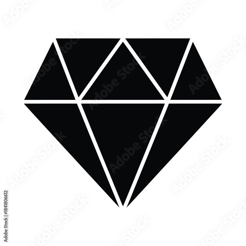Diamond Gem Silhouette Geometric Jewel Vector Symbol