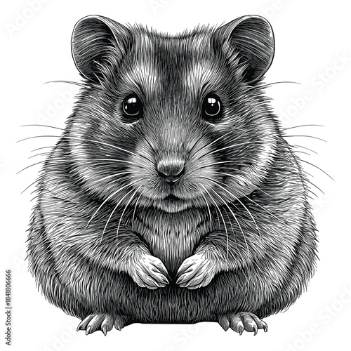 Cute, furry, small pet rodents like hamsters and guinea pigs isolated on a white studio background