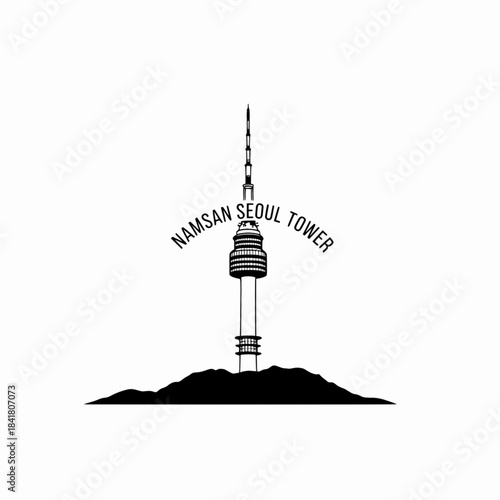 Minimalist silhouette illustration of a transmission broadcast tower