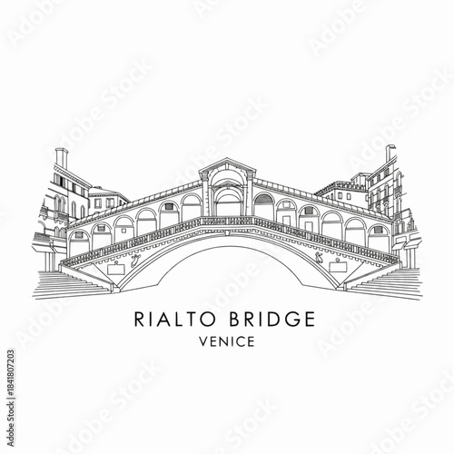 Rialto Bridge Venice Italy historic bridge outline