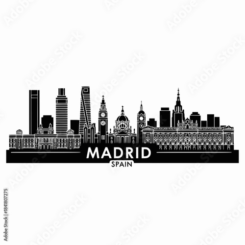 Madrid Spain cityscape palace buildings silhouette