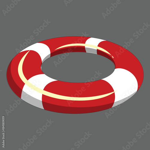 Lifebuoy Clipart – Red & White Rescue Ring for Water Safety, Beach & Boating Designs