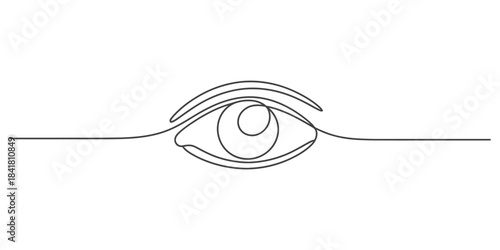 Minimalist single line drawing of a human eye, symbolizing vision, perception, and awareness. a clean and simple graphic. Vector, illustration