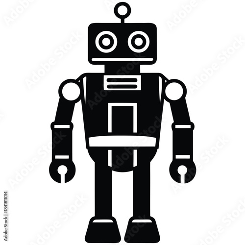 minimal robot outline vector icon on white background