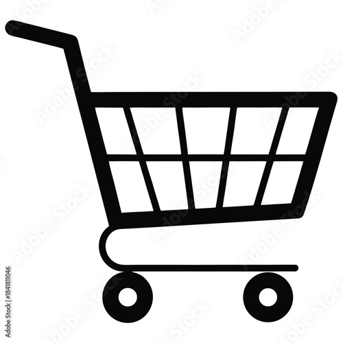 minimal shopping cart vector icon on white background