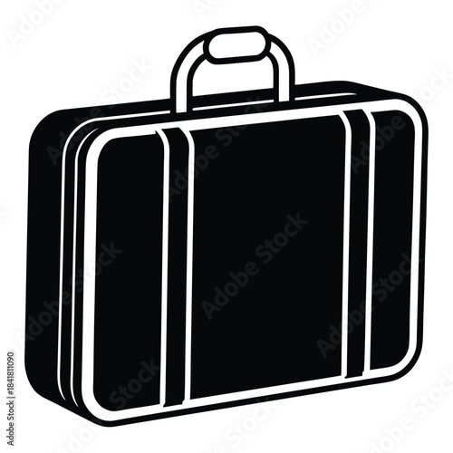 minimal suitcase outline vector icon on white background
