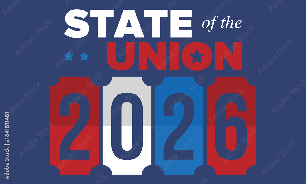 Fototapeta premium State of the Union Address in United States. Annual deliver from the President of the US address to Congress. Speech President. Patriotic american elements. Poster, card, banner, background. Vector