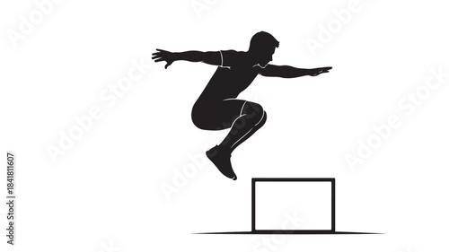 Man Jumping Over Box Silhouette Vector Illustration Isolated