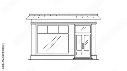 Storefront Line Art Illustration Isolated on White Background