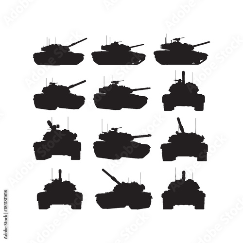 Tank Silhouettes Collection,Tanks Silhouettes,Vector Tank Silhouettes,Military Vehicle Silhouettes,tank vector