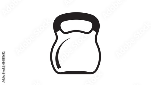 Kettlebell Icon Black and White Isolated on White Background