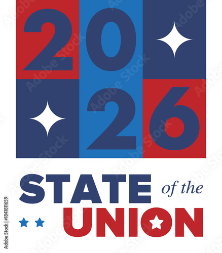 State of the Union Address in United States. Annual deliver from the President of the US address to Congress. Speech President. Patriotic american elements. Poster, card, banner, background. Vector