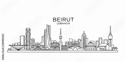 Beirut Lebanon modern cityscape skyline outline drawing