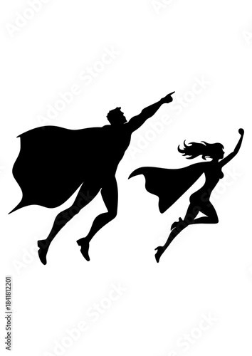 Flying Superheroes Silhouette