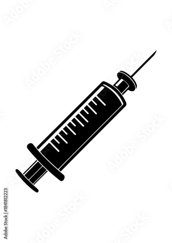 Stylized Black and White Syringe with Needle