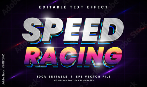 speed racing 3d vector text effect editable