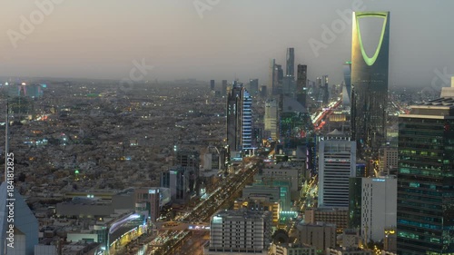Breathtaking timelapse of the skyline of Riyadh at sunset, Saudi Arabia