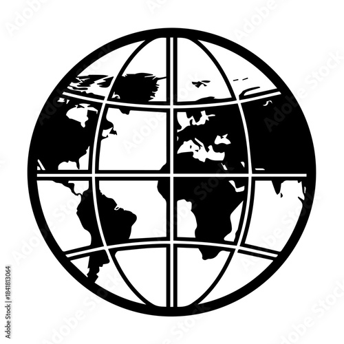Global planet concept: Earth globe in a cage illustration symbolizing international business and communication challenges