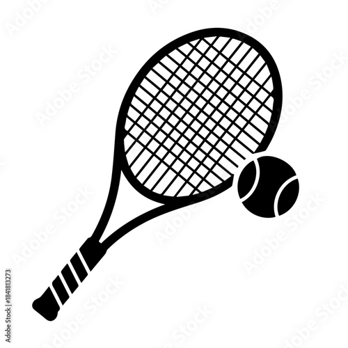 Isolated tennis racket and ball equipment for sport competition or leisure activity