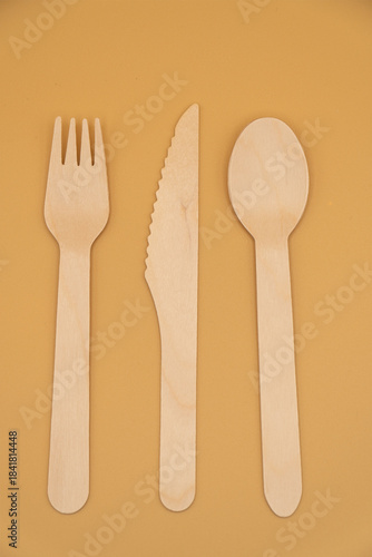 Wooden fork, spoon and knife (environmentally friendly)
