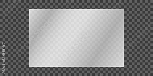 Clear Transparent Sheet A transparent rectangle with a subtle gradient and blurred edges, showcasing a sense of depth against a transparent checkerboard background, inviting focus on design elements.