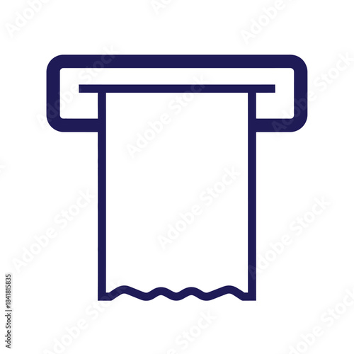 Receipt printing icon simple line graphic of paper dispensing from machine