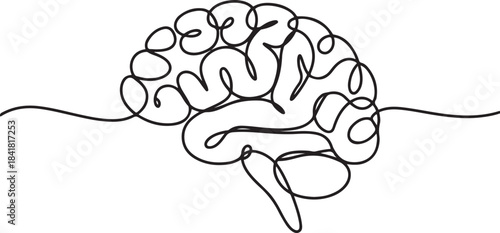 Brain continuous one line drawing.one line  vector illustration  with out background