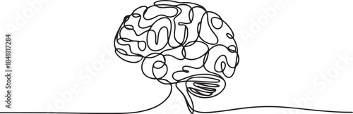 Brain continuous one line drawing.one line  vector illustration  with out background