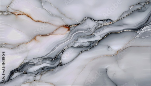 Abstract close-up of polished marble stone surface with gray, white, and gold vein patterns.