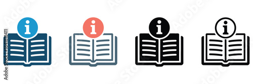 Manual book icon set, multiple style collection, line art icons, solid fill icons, instruction manual, user guide, handbook symbols, documentation icons, reference materials, educational graphics, tut