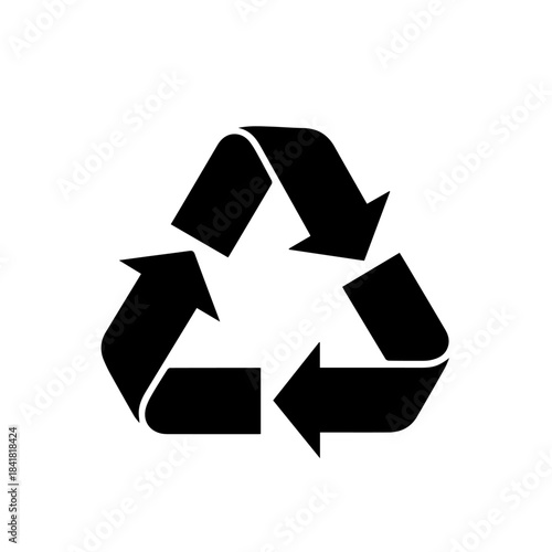 Green vector recycle symbol sign with rotating arrows for environmental conservation and waste management