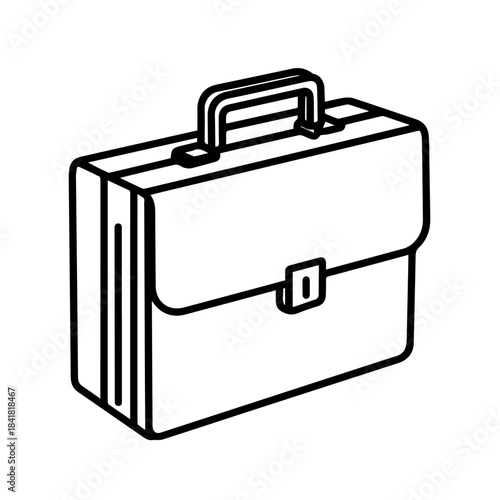 Classic Briefcase: A meticulously crafted black and white illustration of a classic briefcase. Minimalist elegance that is the embodiment of professionalism and carrying documents