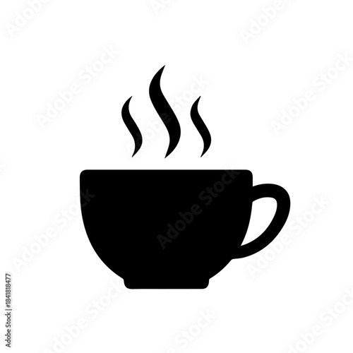 Warm Beverage Silhouette: A sleek, minimalistic silhouette of a steaming cup of warm beverage. Illustrating the simple pleasures of comfort, calm, and pause.