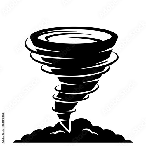 Tornado Unleashed: A striking black and white illustration captures the raw power of a tornado, its swirling vortex of air and debris reaching down to touch the ground.