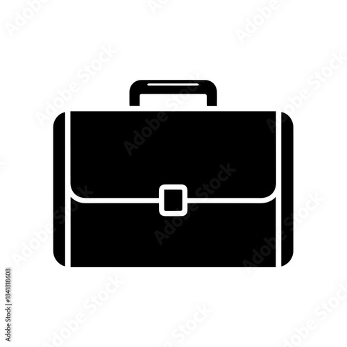 Vector black business briefcase icon illustration for travel storage