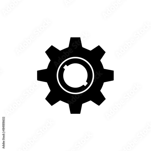 Vector gear icon illustration featuring metal technology cogwheel design for industrial equipment machinery concept