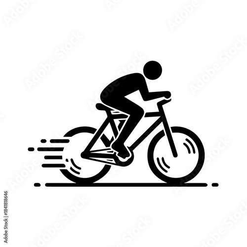Black silhouette vector illustration of a bicycle icon for sport and cycling race transport on a white background