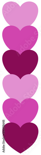 Stacked Pink and Magenta Heart Border with Deep Plum and Raspberry Tones for Journaling